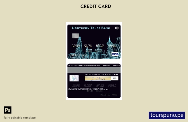lista para imprimir plantilla de tarjeta visa USA Northern Trust Bank